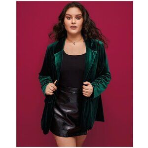 Bloomchic Velvet Solid Pocket Button Velvet Blazer
